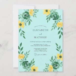 Convite Casamento Flor Silvestre Amarela Aqua