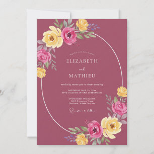 Convite Casamento Flor Silvestre Amarela Malva