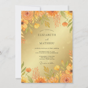 Convite Casamento Flor Silvestre Âmbar Mostarda