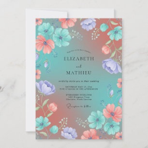 Convite Casamento Flor Silvestre Ameixa Azul