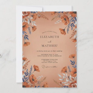 Convite Casamento Flor Silvestre Ardósia Enferrujada