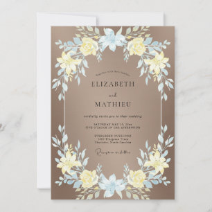 Convite Casamento Flor Silvestre Azul Amarelo Toupeira