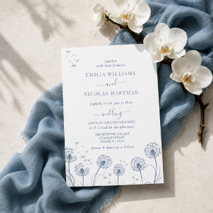 Convite Casamento Flor Silvestre Azul Branco