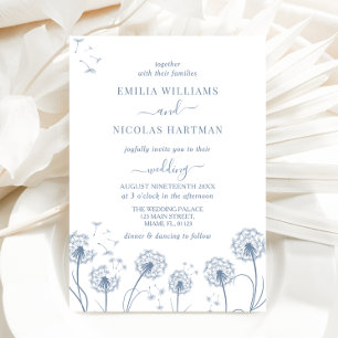 Convite Casamento Flor Silvestre Azul Branco