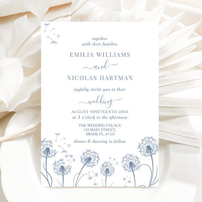 Convite Casamento Flor Silvestre Azul Branco (Criador carregado)