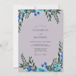 Convite Casamento Flor Silvestre Azul Miosótis