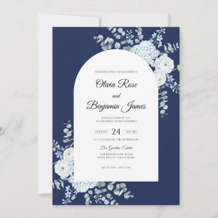 Convite Casamento Flor Silvestre Branca de Meia-Noite