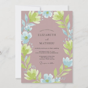 Convite Casamento Flor Silvestre Chartreuse Malva