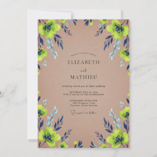 Convite Casamento Flor Silvestre Chartreuse Mauve
