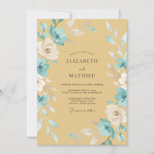 Convite Casamento Flor Silvestre Ciano Mostarda