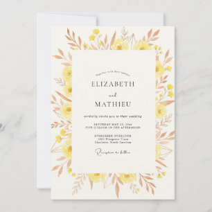 Convite Casamento Flor Silvestre Cobre Amarelo