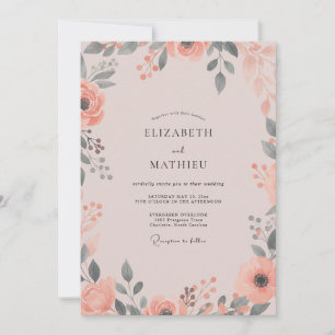 Convite Casamento Flor Silvestre Coral Malva
