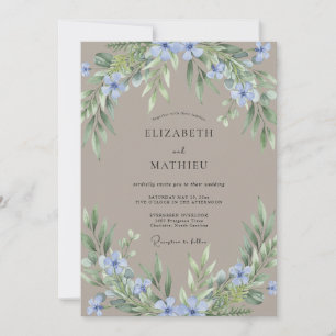 Convite Casamento Flor Silvestre Cornflower Bege