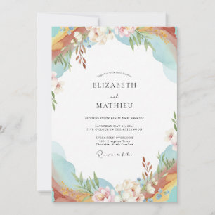 Convite Casamento Flor Silvestre Damasco Céu