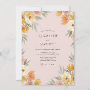 Convite Casamento Flor Silvestre Damasco Ocre