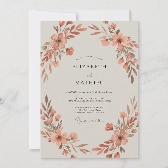Convite Casamento Flor Silvestre de Ferrugem (Frente)