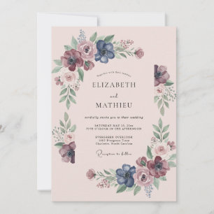 Convite Casamento Flor Silvestre Índigo Ameixa