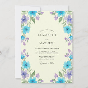 Convite Casamento Flor Silvestre Lavanda Azul