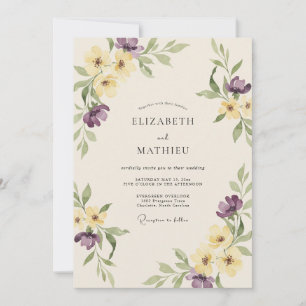 Convite Casamento Flor Silvestre Lavanda Manteiga