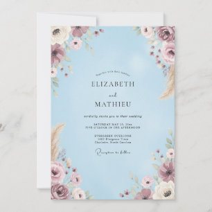 Convite Casamento Flor Silvestre Lavanda Periwinkle