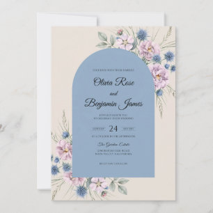 Convite Casamento Flor Silvestre Lavanda Suave Periwinkle