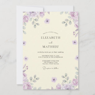 Convite Casamento Flor Silvestre Lilás Creme