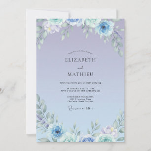 Convite Casamento Flor Silvestre Luxuosa Periwinkle