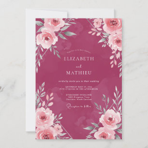 Convite Casamento Flor Silvestre Magenta