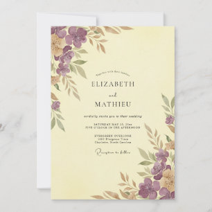 Convite Casamento Flor Silvestre Ocre Malva