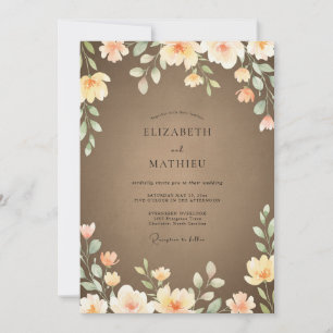 Convite Casamento Flor Silvestre Ocre Toupeira