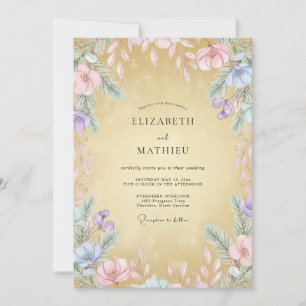Convite Casamento Flor Silvestre Pastel de Mel