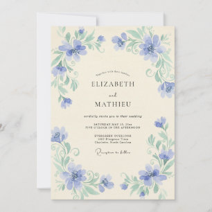 Convite Casamento Flor Silvestre Periwinkle