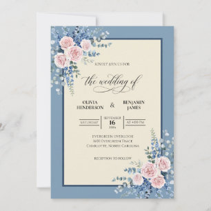 Convite Casamento Flor Silvestre Rosa Ardósia