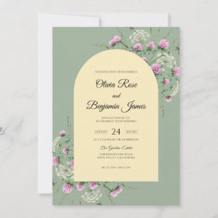 Convite Casamento Flor Silvestre Roxa Oliva