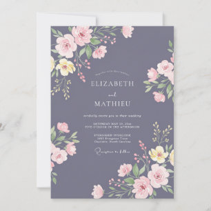 Convite Casamento Flor Silvestre Roxo Empoeirado Jardim