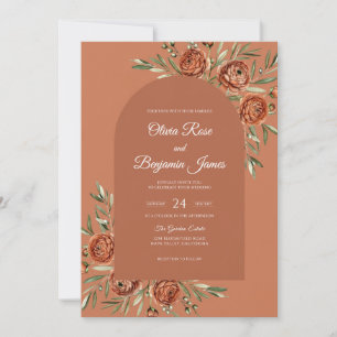 Convite Casamento Flor Silvestre Sienna Rust