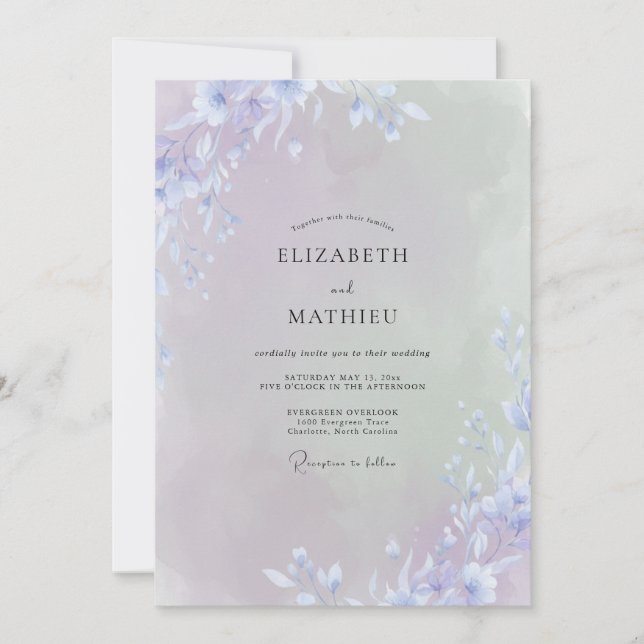 Convite Casamento Flor Silvestre Violeta (Frente)