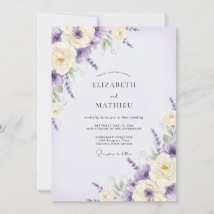 Convite Casamento Flor Silvestre Violeta Âmbar