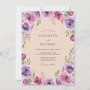 Convite Casamento Flor Silvestre Violeta Ameixa