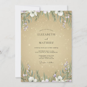 Convite Casamento Flor Silvestre Violeta Champagne