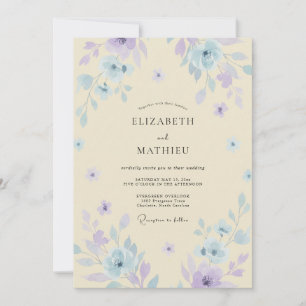Convite Casamento Flor Silvestre Violeta Creme