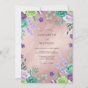 Convite Casamento Flor Silvestre Violeta Menta