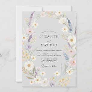 Convite Casamento Flor Silvestre Violeta Prata