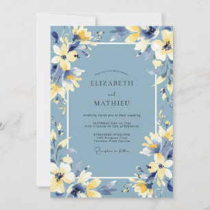 Convite Casamento Flor Slate Golden