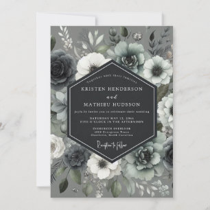 Convite Casamento Flor Slate Moonlit