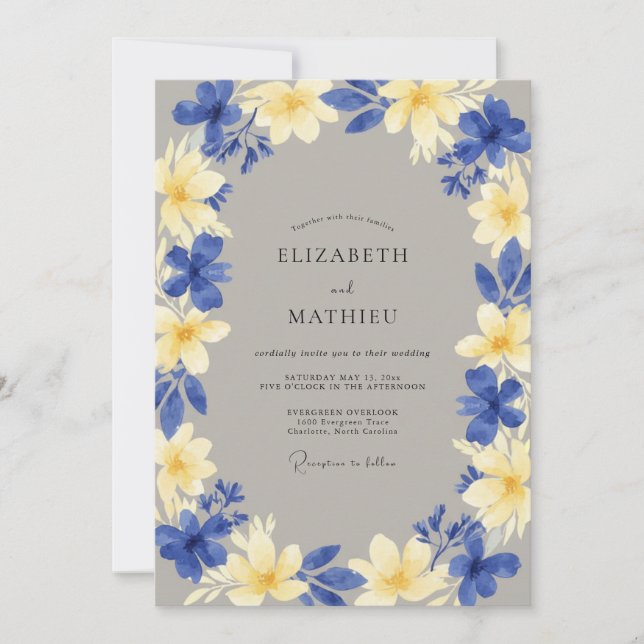 Convite Casamento Flor Tropical Amarela (Frente)