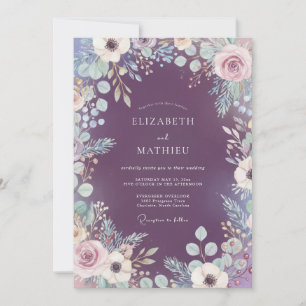 Convite Casamento Flora Botânica Plum Mystic