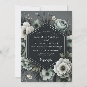 Convite Casamento Flora Dramático Carvão