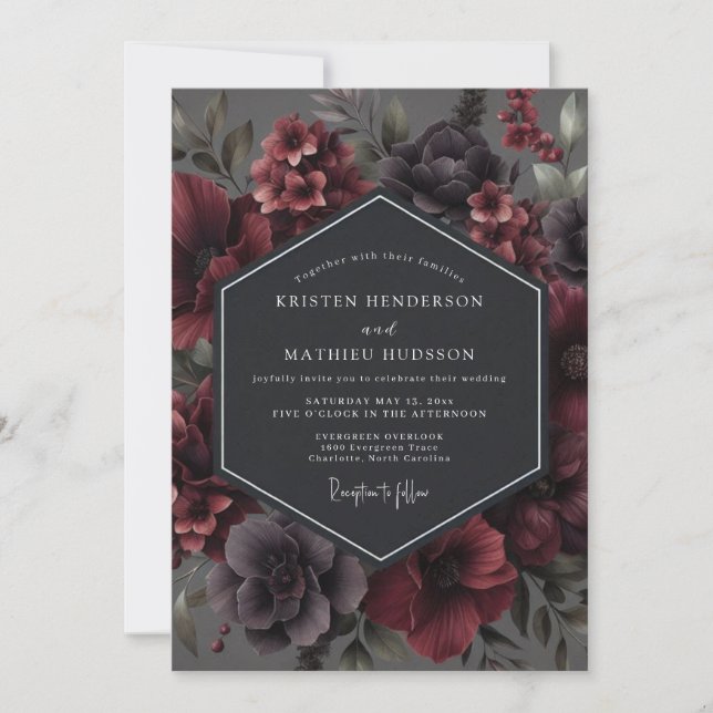 Convite Casamento Flora Garnet Moody (Frente)