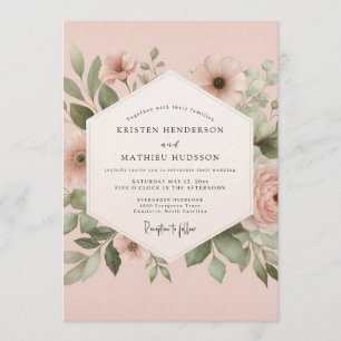Convite Casamento Flora Pintada Rosewood
